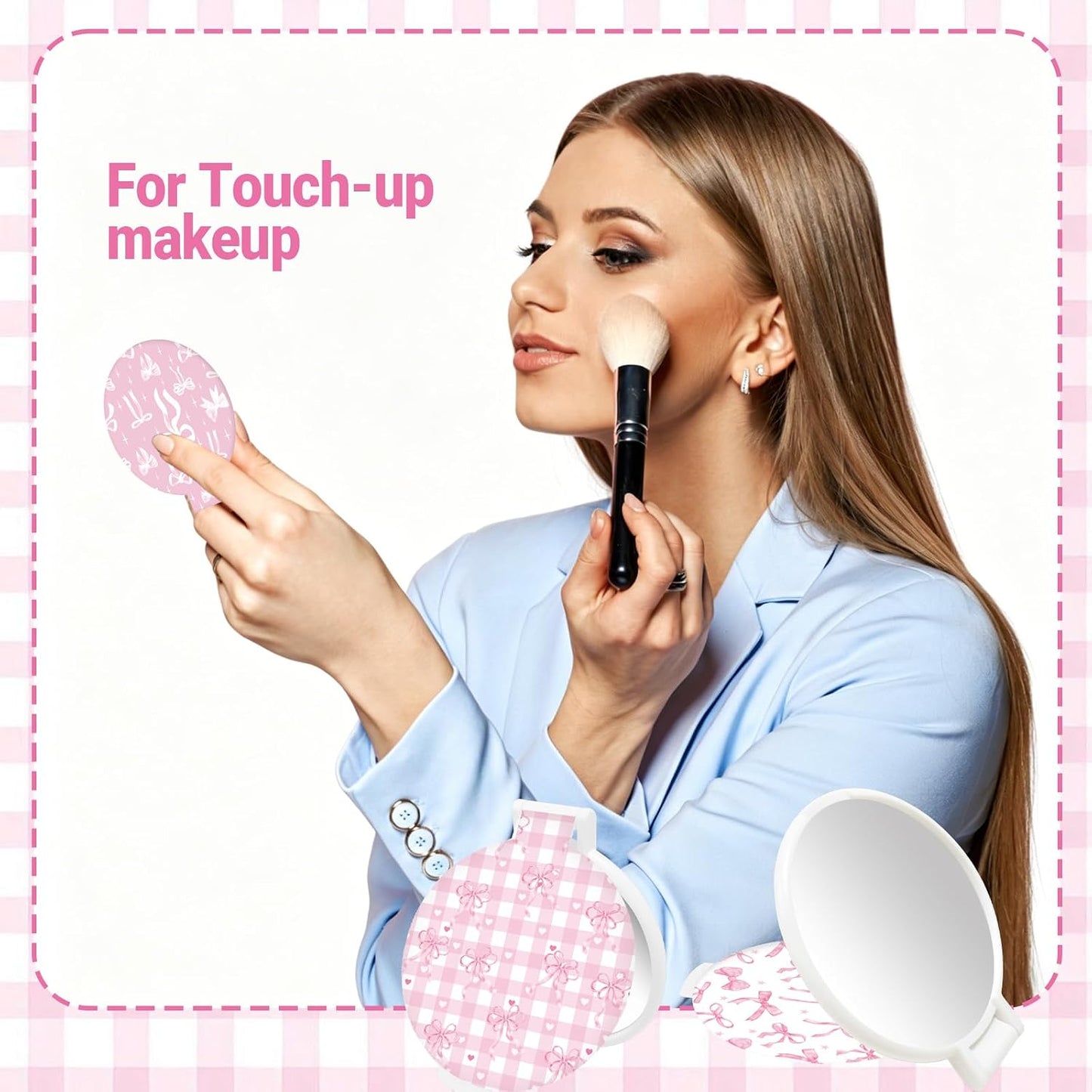 Compact Pink Bow Pocket Mirror - 50 Pcs Folding Makeup Mirrors for Women | Perfect Gifts for Coworkers & Teachers