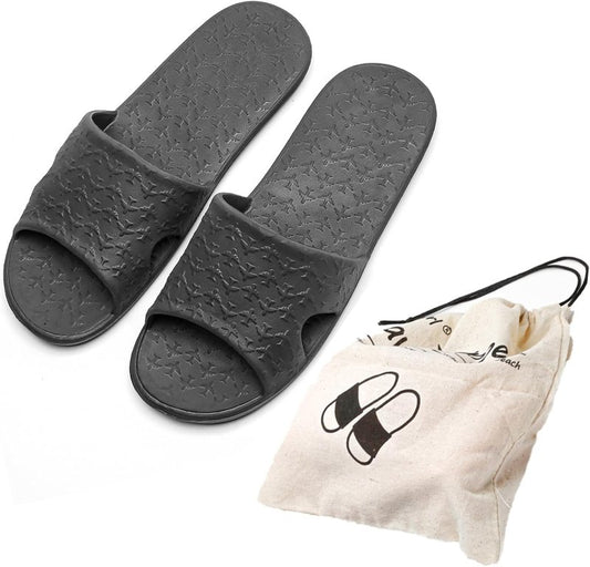Travel Slippers for Women & Men - Portable Foldable Non-Slip Quick Dry Shoes | Cotton Storage Bag Included