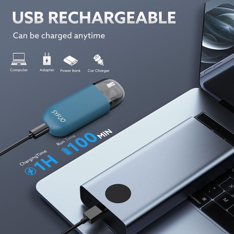 SYFUO Nose Hair Trimmer for Men,Portable Painless Ear and Nose Hair Trimmer USB Rechargeable,Nose Trimmer Women with 9000 RPM,360° Rotating Waterproof Dual Edge Blades(Blue)
