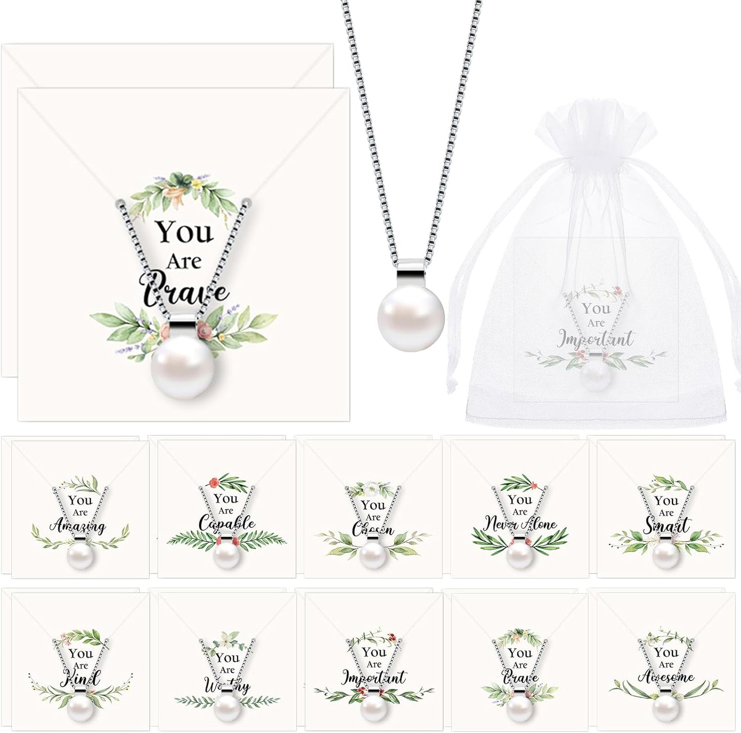 Christian Faith Pearl Necklaces - Elegant Church Gifts for Moms & Women | Bulk Options Available (10/20/40)
