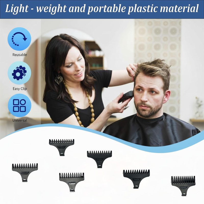11 Pcs T-Blade Trimmer Guards and Goatee Shaping Template Set for Precise Length Control, Symmetrical Shaving to Prevent Crooked Edges in Men Daily Grooming, 6 Guide Combs 1/32 to 3/8 in, 5 Shapers