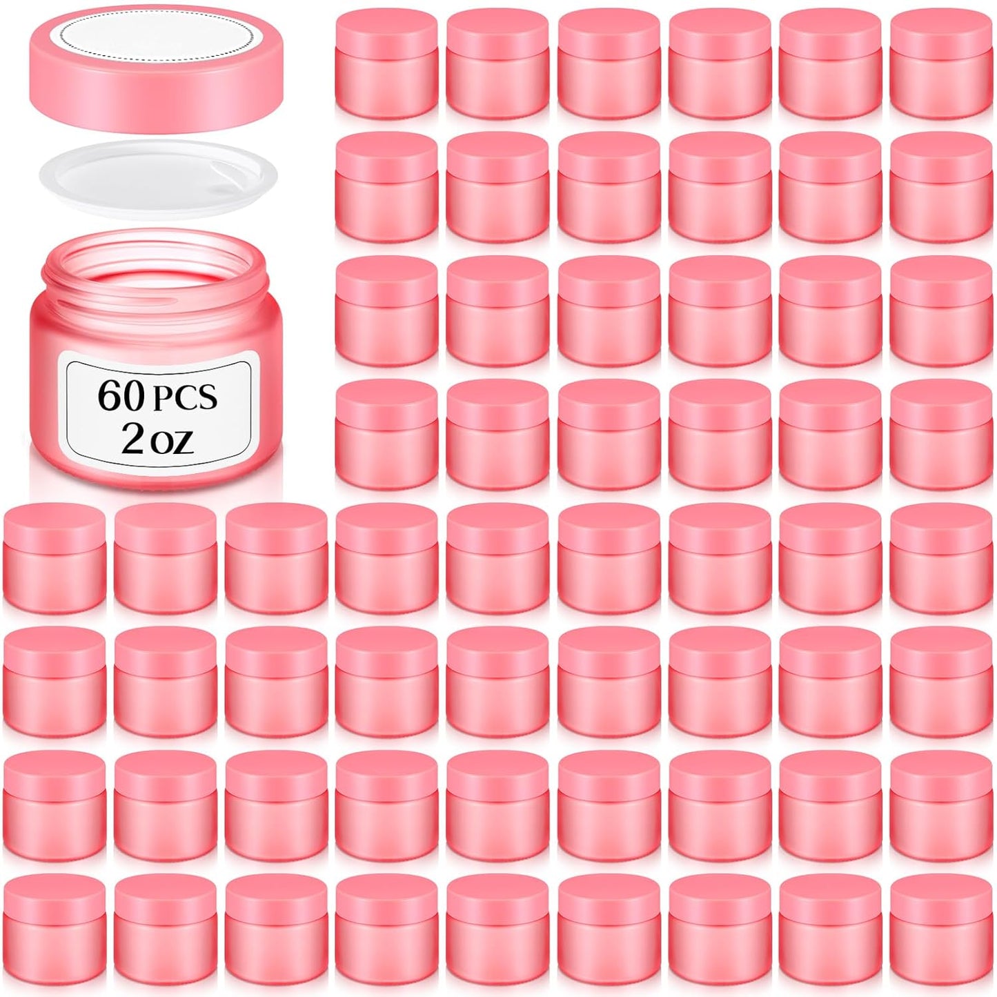 Layhit 60pcs 2 oz Glass Jars - Small Travel Storage Containers for Lotions & Creams | Amber with Black Lids