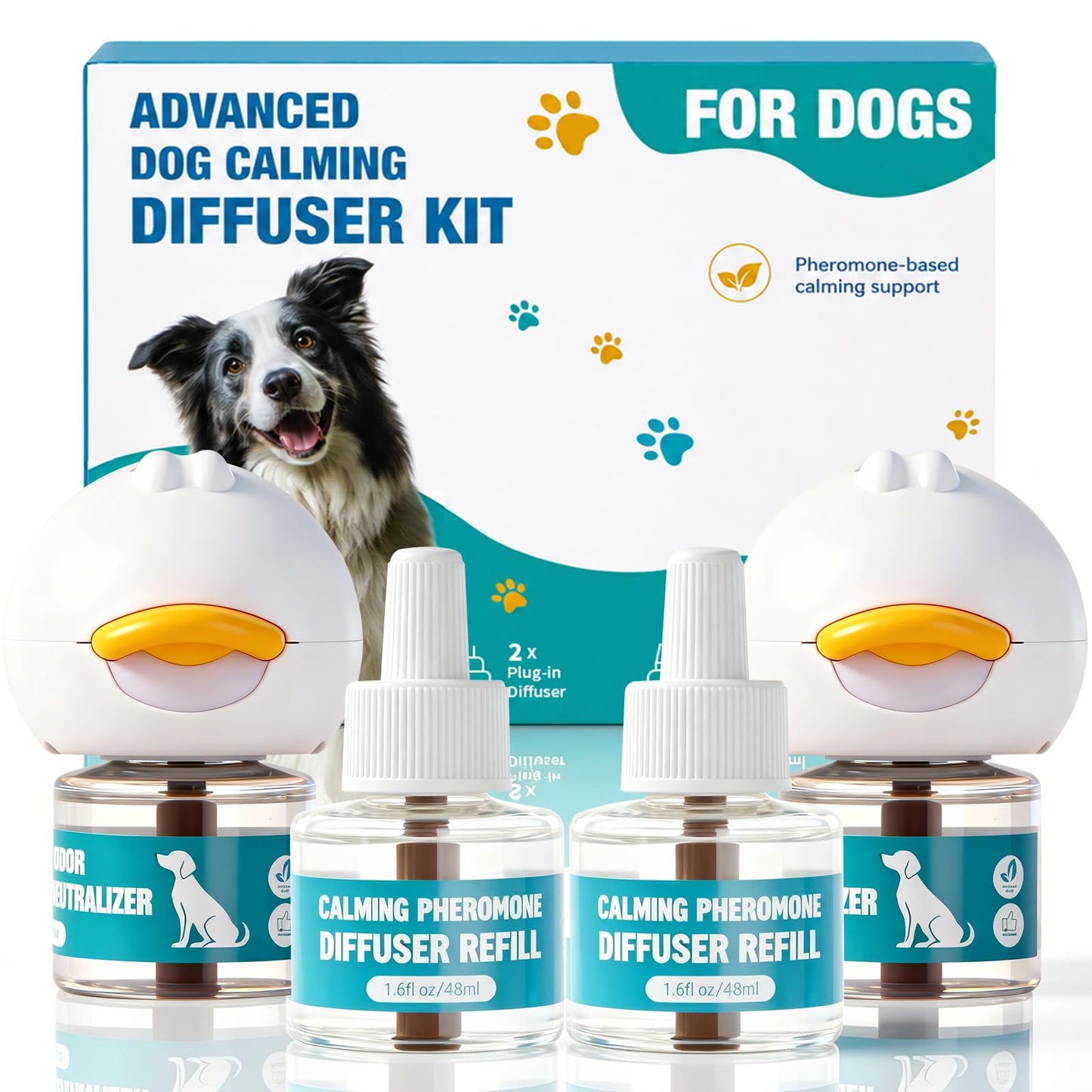 STUHAND Dog Calming Diffuser, Calming Pheromones Diffuser Starter Kit for Anxiety Relief Reduce Barking Aggression Stress with 2 Plug-in + 4 Refill