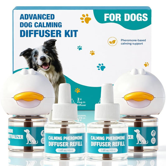 STUHAND Dog Calming Diffuser, Calming Pheromones Diffuser Starter Kit for Anxiety Relief Reduce Barking Aggression Stress with 2 Plug-in + 4 Refill