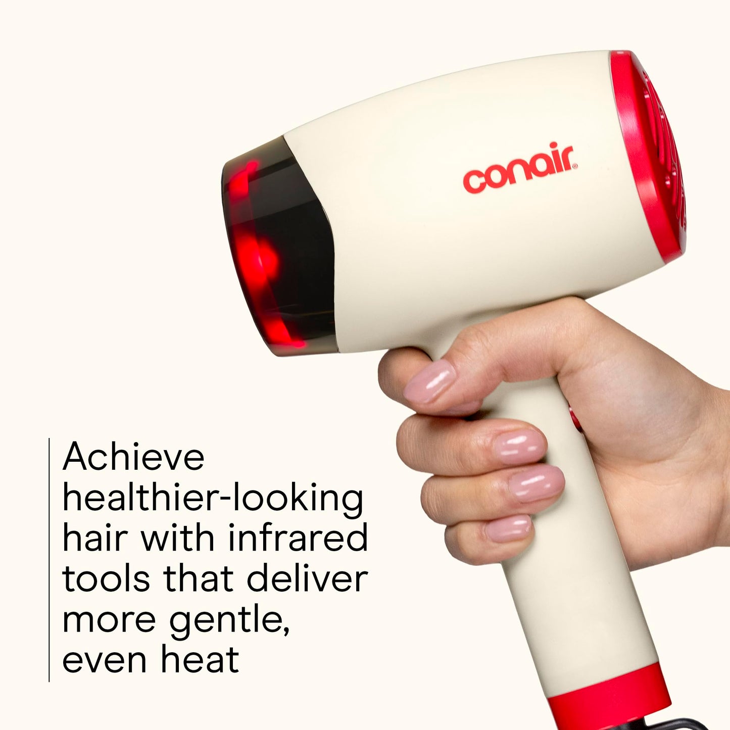 Infiniti PRO CONAIR LED Infrared Hair Dryer with Dual Ion Ceramic Technology, Anti-Frizz Ionic Blow Dryer, 3 Heat 3 Speed Settings, Professional Diffuser, White