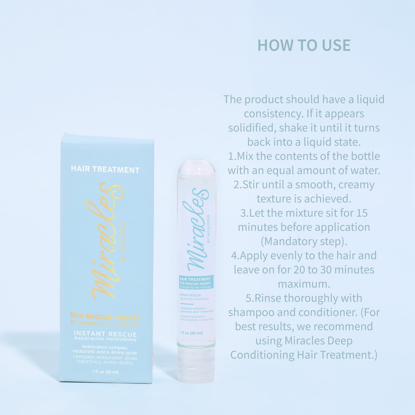 Instant Rescue Hair Treatment with Hyaluronic Acid & Amino Acids – Deep Repair for Damaged, Bleached & Color-Treated Hair – Restores Shine, Softness & Strength – Salt & Paraben Free