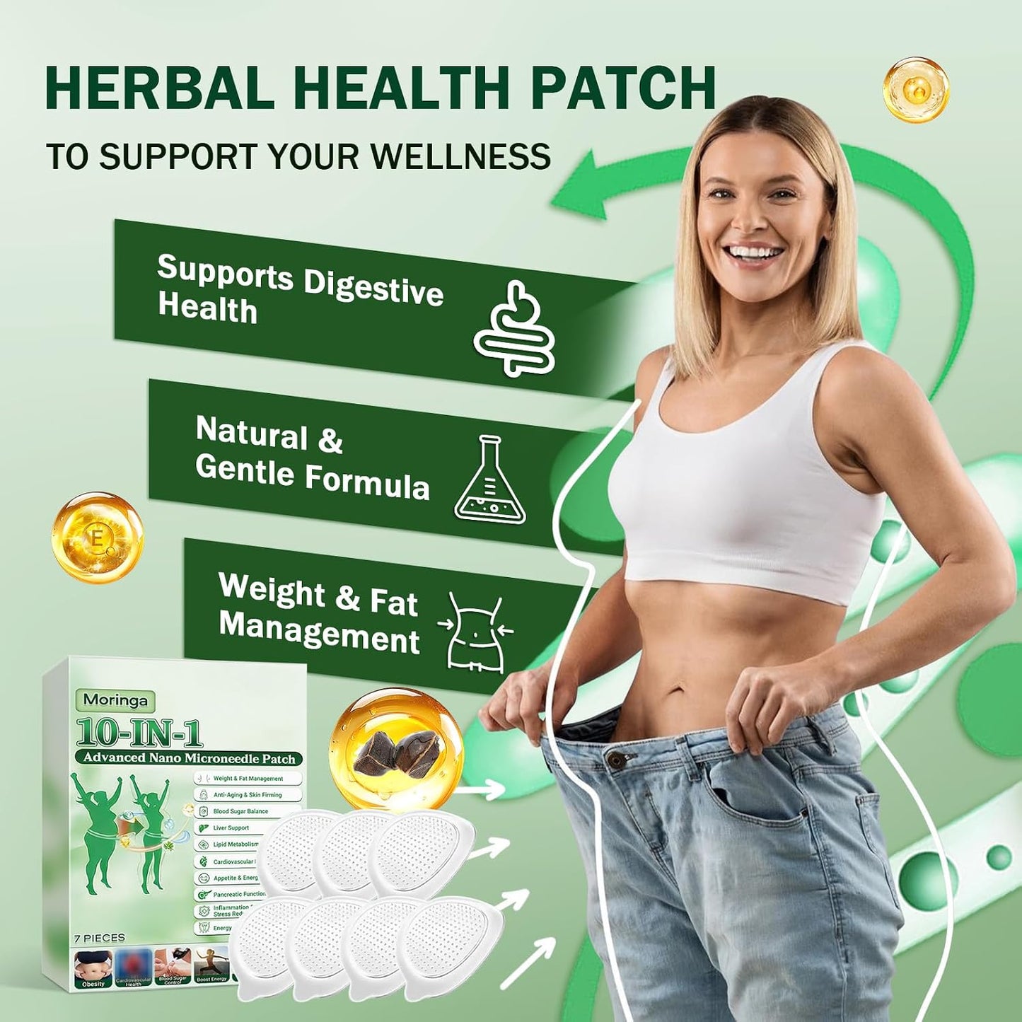 Moringa Berberine X Nad Patches - Advanced 10-in-1 Nano Microdarts Skin Patch for All Skin Types | 2 Boxes