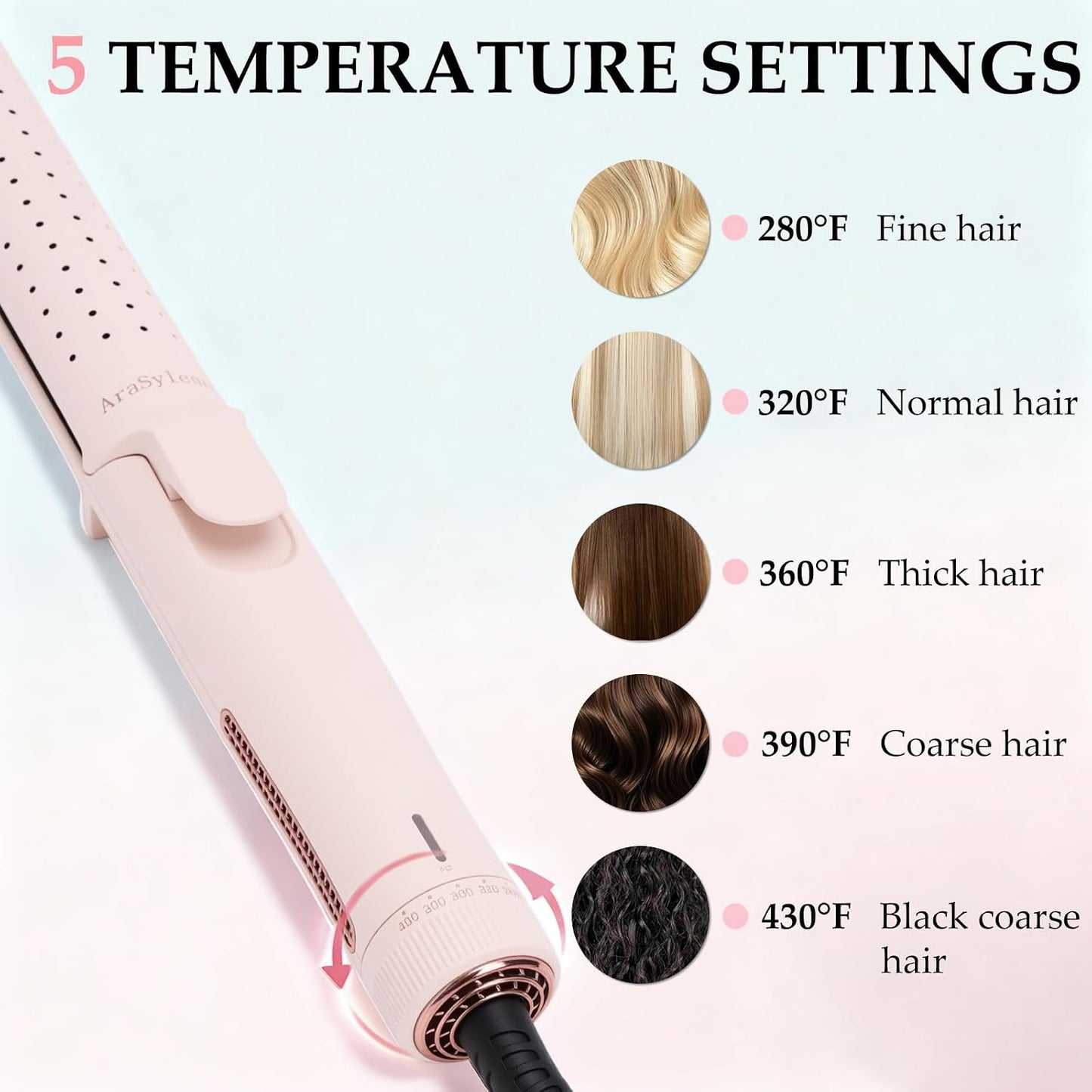 2 in 1 Hair Straightener and Curler - Airflow Technology for Damage-Free Styling | Quick Hold for Straight, Curly, Wavy Hair
