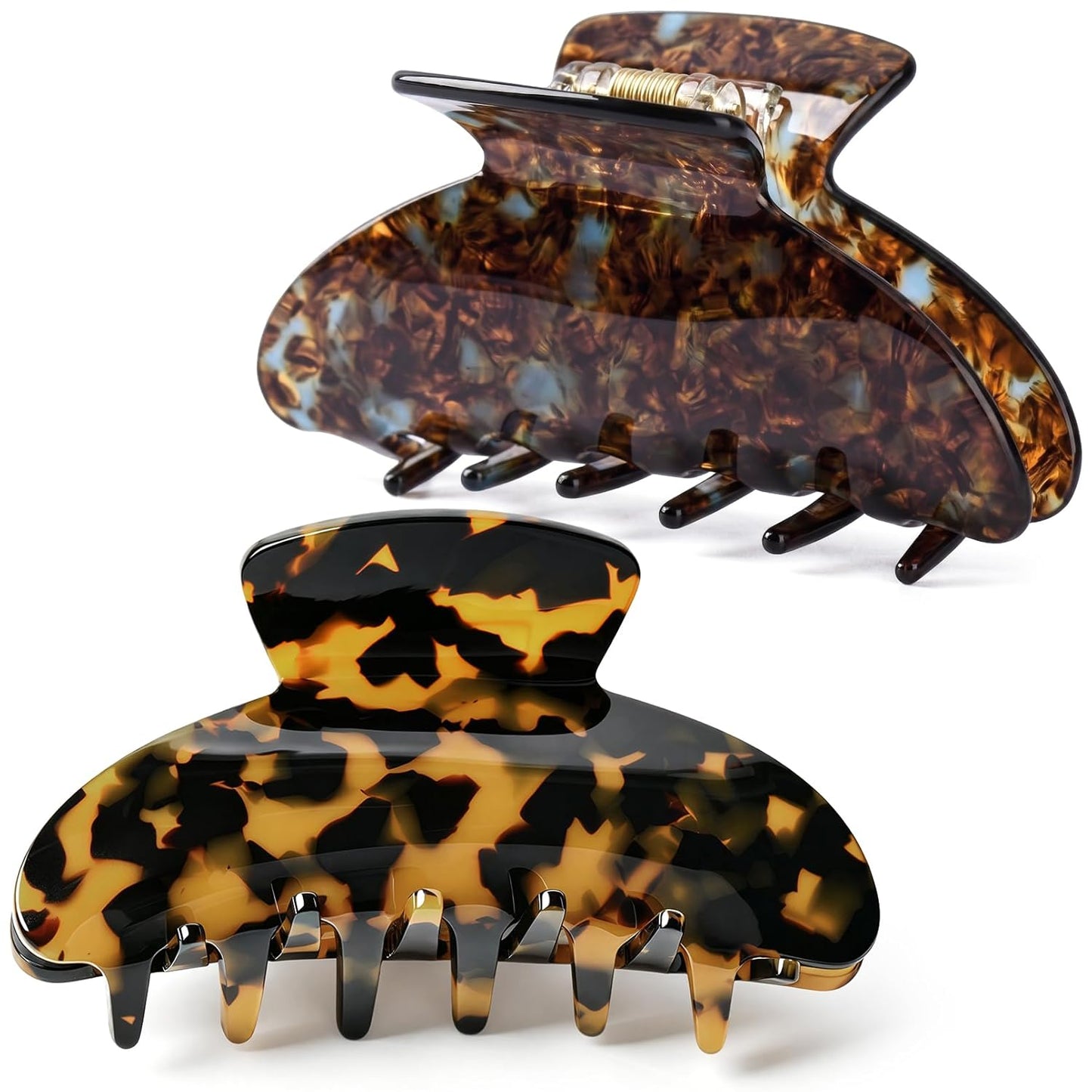 Hair Claw Banana Clips - Tortoise & Leopard Print Celluloid Barrettes | Large Fashion Accessories for Women