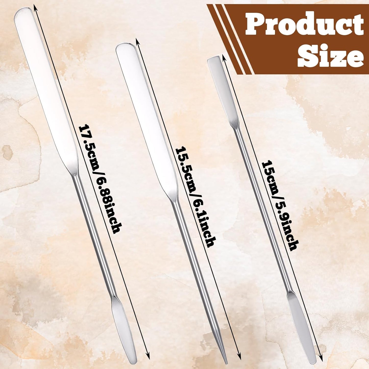 Foundation Spatula Set - 3 Stainless Steel Makeup Tools for Even Application | Cosmetic Mixing Palette Applicator
