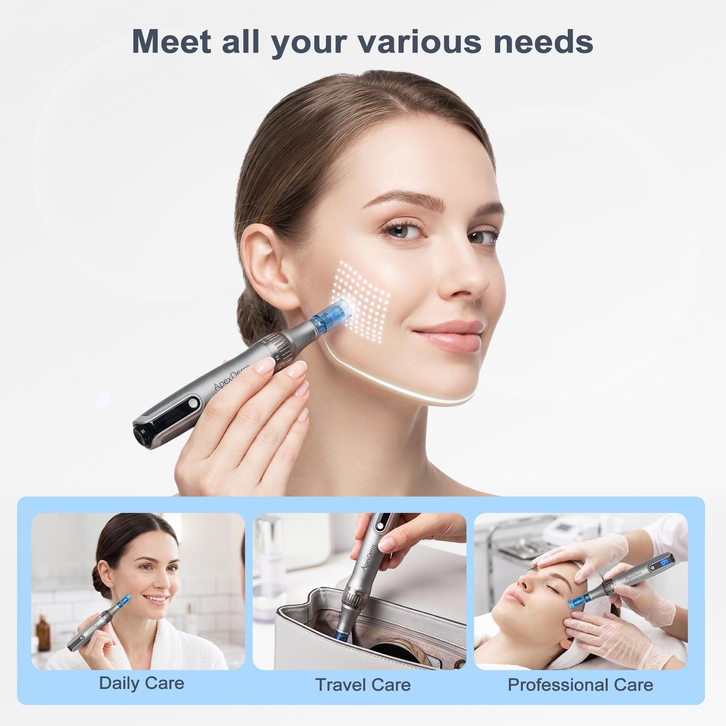 Microneedle Roller Pen for Home Use - 0.25mm Mcroneeding Derma Roller M8S Pen for Women Men - Micro Needle Roller Pen for Skin Tools