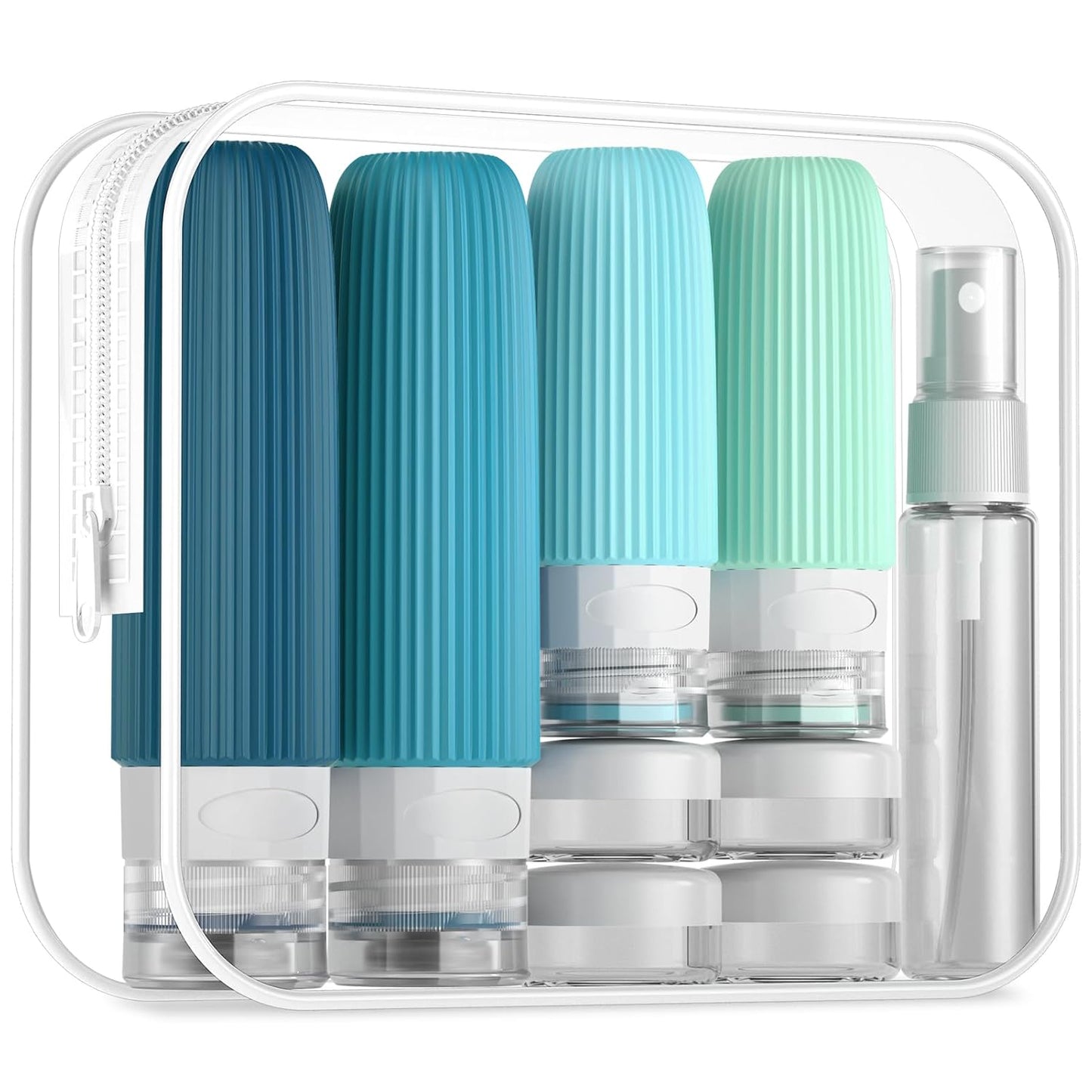 Travel Bottles for Toiletries - 16 Pack Silicone Containers | 6oz Leak-Proof Shampoo & Conditioner Set