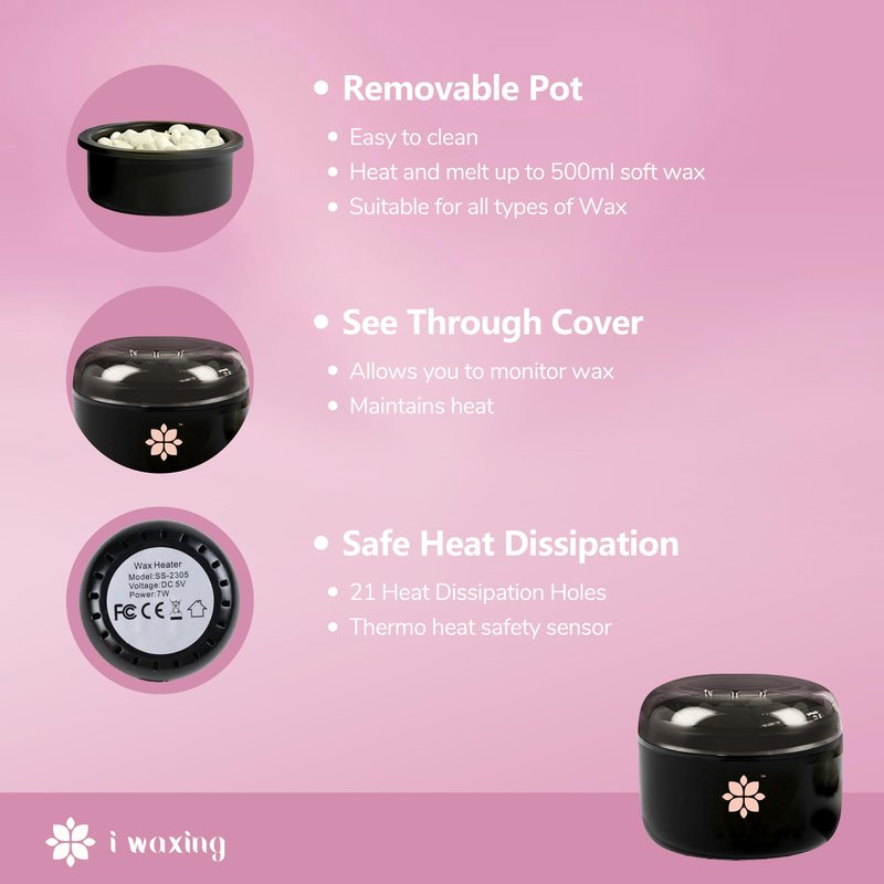 MINI Hot Melt Hard Wax Warmer Kit for Hair Removal with 50g Wax, Underarms, Brazilian Bikini, Facial Body, Underarms, Fast Efficient, Salon Waxing at Home, Gift for Women and Men
