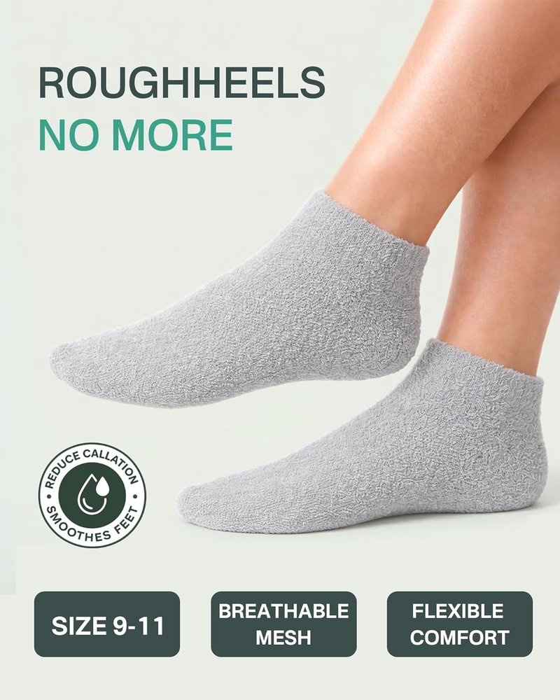 Moisturizing Socks for Dry Cracked Feet - Aloe Gel Heel Protector | Size 9-11, Foot Spa Care