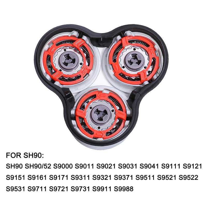 SH90 Replacement Shaver Heads Compatible with Philips Norelco Series 9000, Replacement Blades Compatible with Philips Electric Shaving Series 9000 and Series 8000 (Includes Base)