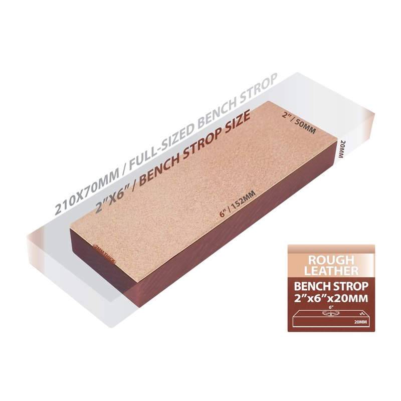 Jende 2"x6" Rough Cow Leather Knife Strop on 3/4" thick Acrylic-for knife and razor stropping