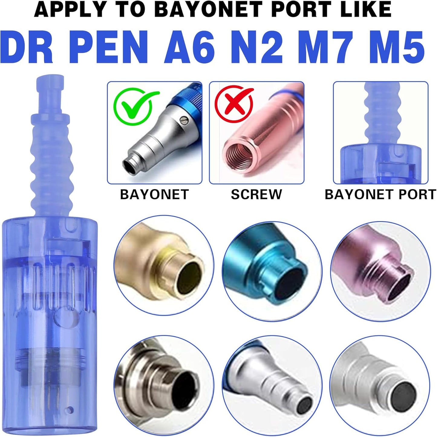 Microneedling Pen Cartridges - 20PCS 0.25mm for Dr Pen A6 | Easy Home Use - 24 Pin
