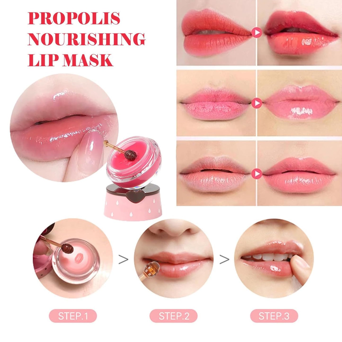 9 PCS Bee Lip Balm Honey Pot,Mothers Day Gifts,Honey Lip Balm Lip Mask,Propolis Moisturizing Lip Sleeping Mask Reduces Lip Lines,Teacher Appreciation Gifts,Birthday Gifts for Women Girls