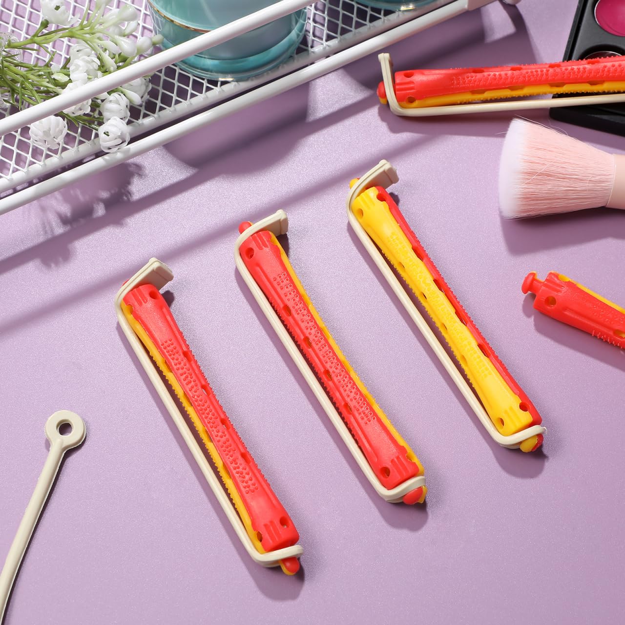 24pcs Perm Rod Hair Rollers Set with Bands - Spiral Curling Rods Curlers
