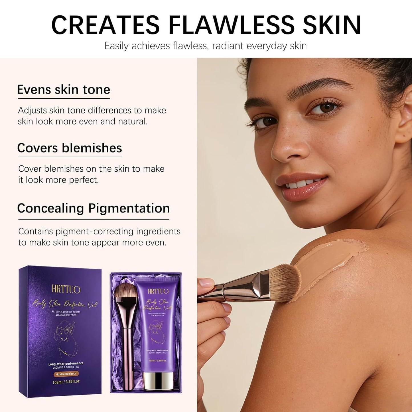 Tattoo Cover Up Makeup - Waterproof Full Coverage Body Concealer for Legs & Scars | Long-Lasting Natural Finish (Golden Radiance)