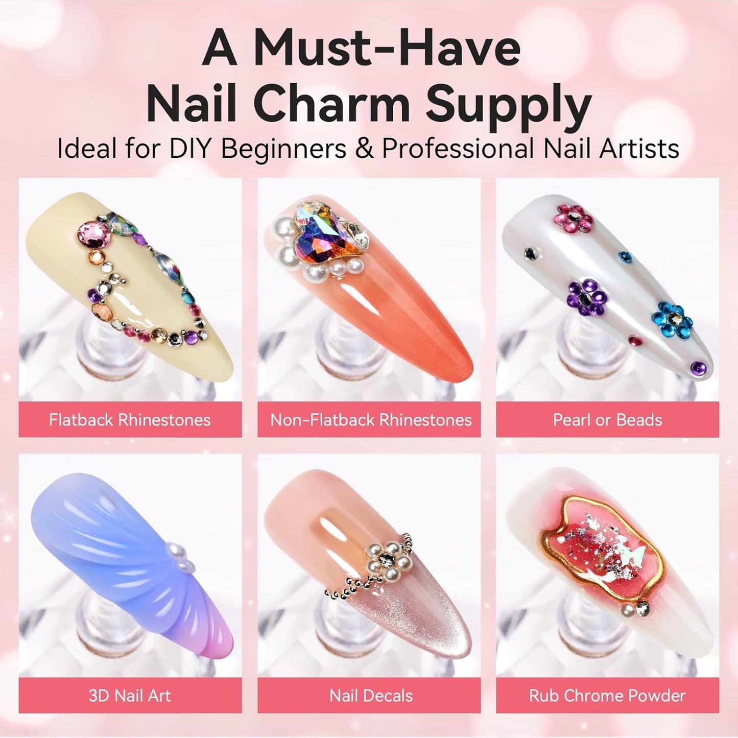 Nail Rhinestone Glue Set - Super Strong Gel Adhesive for 3D Art & Gems | 15ml & 8ml Easy Application