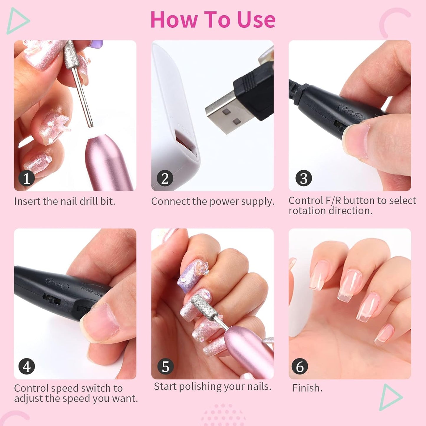 Electric Nail Drill - 20000RPM Pro Portable Efile Machine for Acrylic Nails | Complete Drill Bits for Home Salon & DIY Nail Art