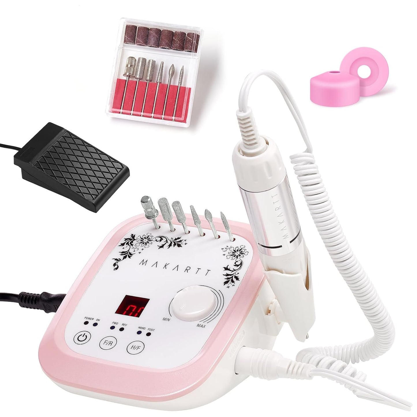 Electric Nail Drill - Rechargeable 35000 RPM Professional Efile | Cordless Nail Machine for Acrylic Gel Polish, Lightweight & Portable