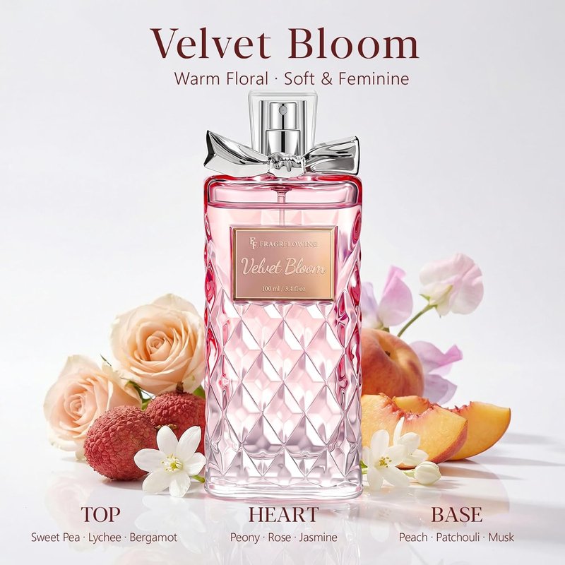 Alcohol-Free Floral Perfume for Women - Long Lasting Rose, Jasmine & Peony Scent | 100ml / 3.4 fl oz Gift
