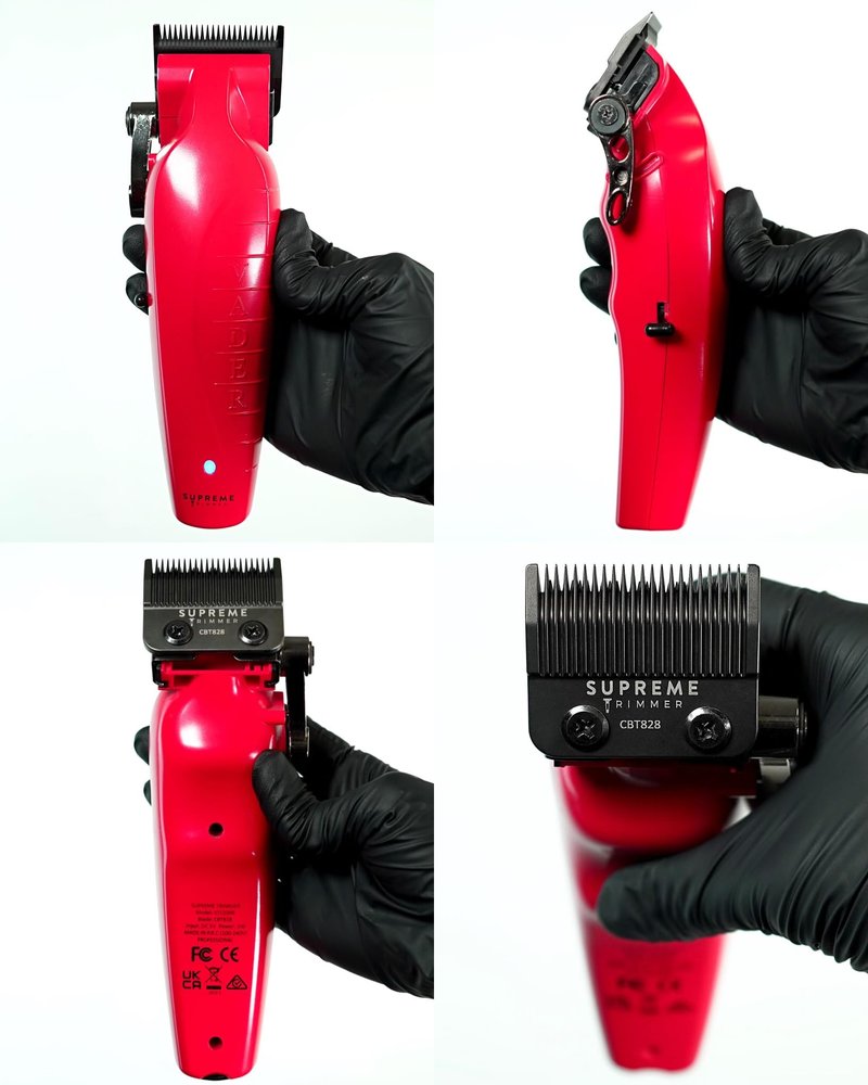 Supreme Trimmer Vader Clipper with DLC Taper Blade STC5098 | 210 Min Run Time 7500 RPM Hair Trimmer | Professional Brushless Motor Barber Clipper | Red