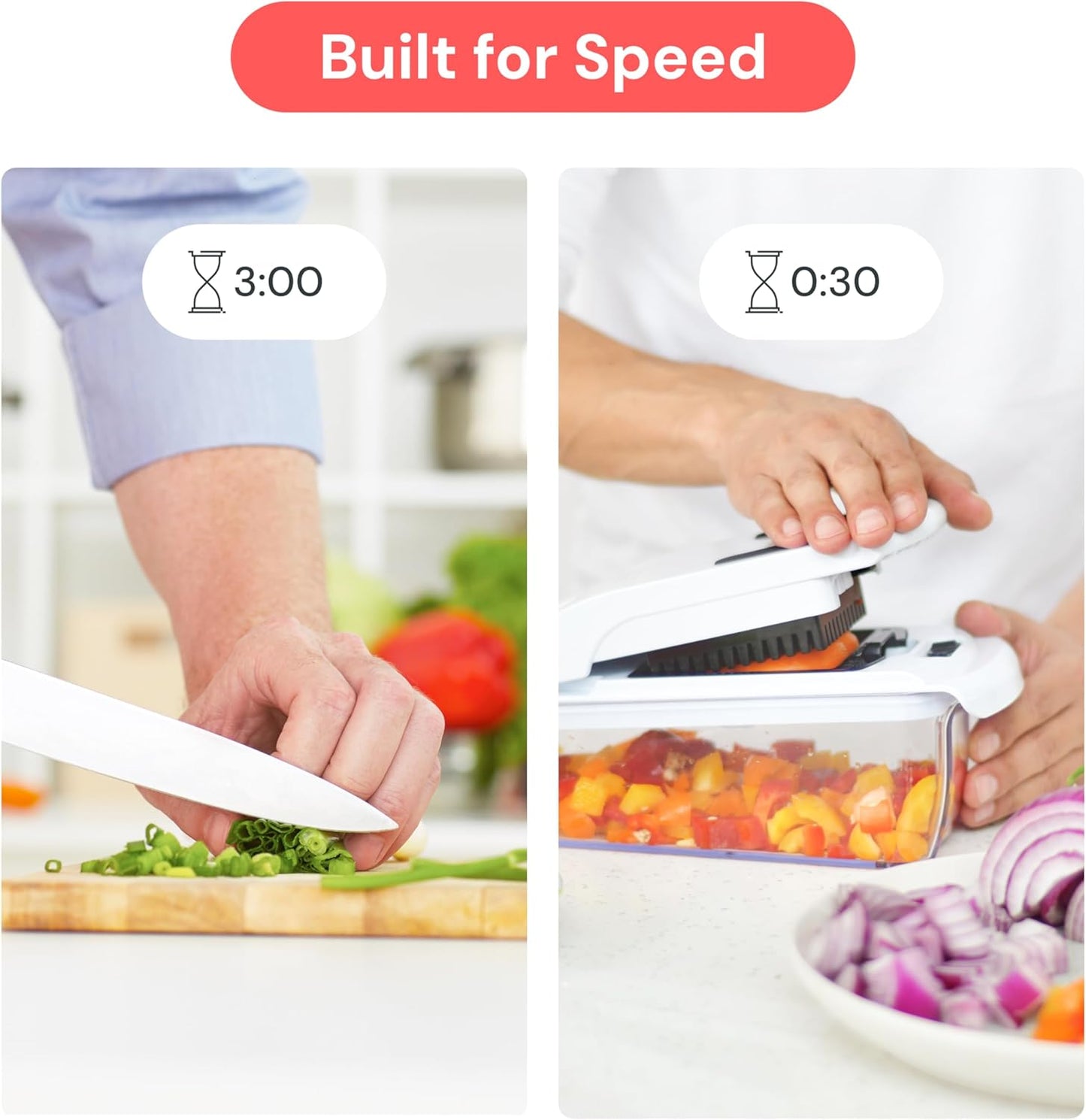 Pro Vegetable Chopper & Spiralizer - 4-in-1 Food Chopper with Container | Kitchen Gadget in White