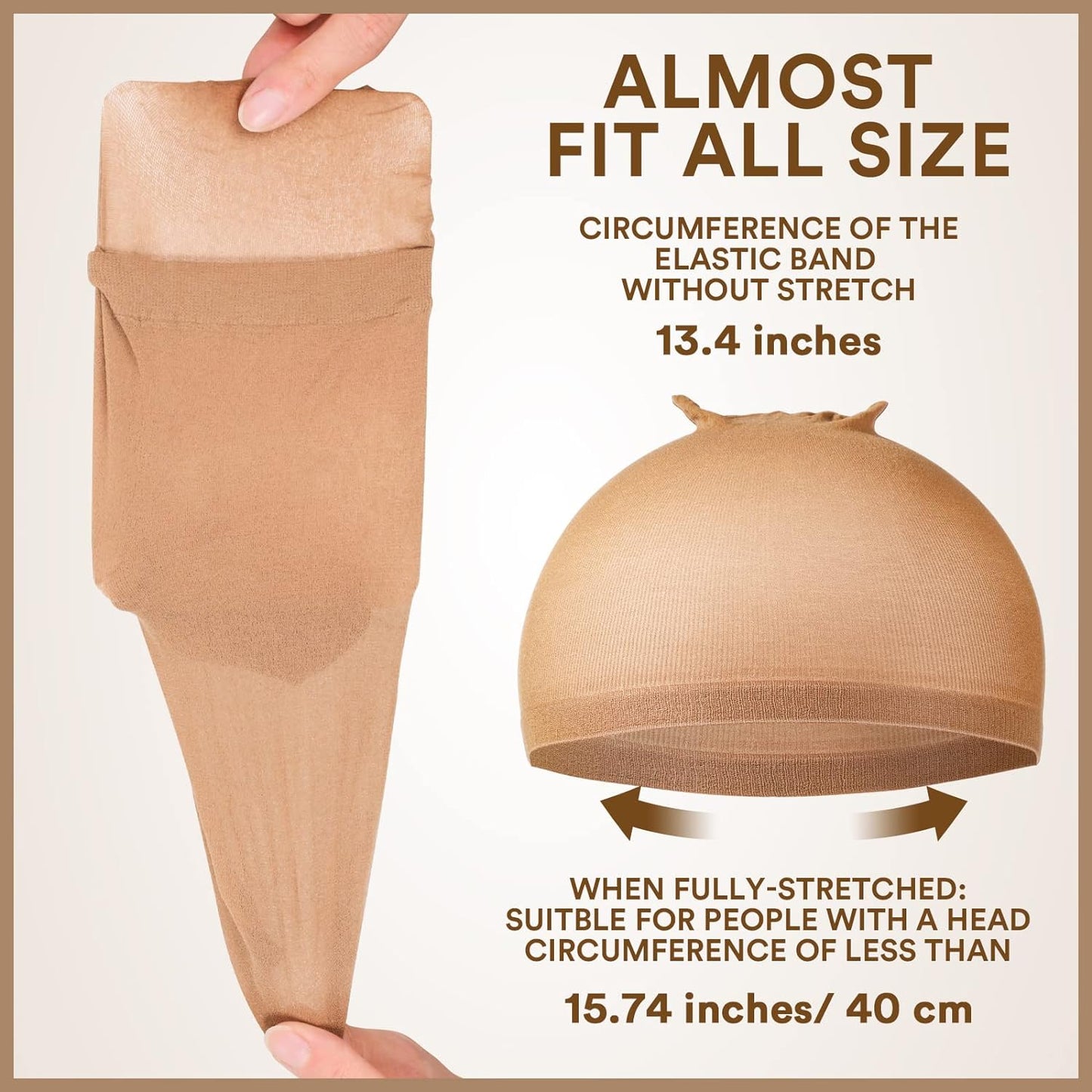 Wig Cap for Women - 20pcs Stretchy Nylon Stocking Caps in Tan Beige | Perfect for Wigs
