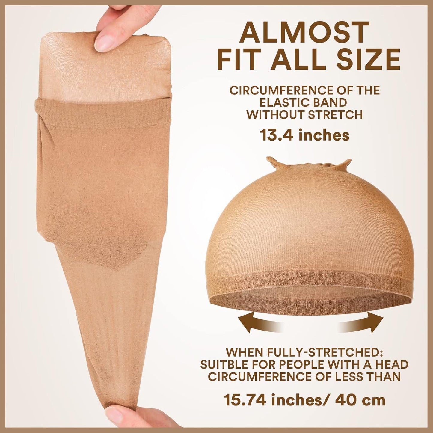 Wig Cap for Women - 20pcs Stretchy Nylon Stocking Caps | Tan Beige Color