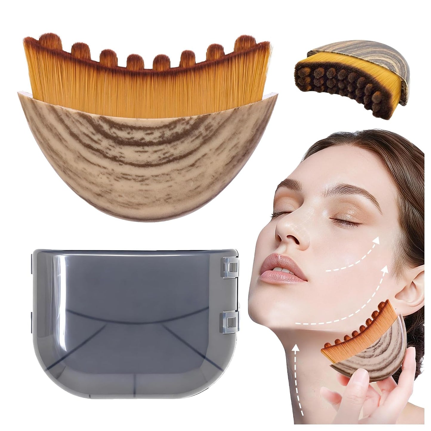 Lymphatic Contour Face Brush - Ergonomic Dry Massage Tool for Lymphatic Drainage | Precision Fit Design