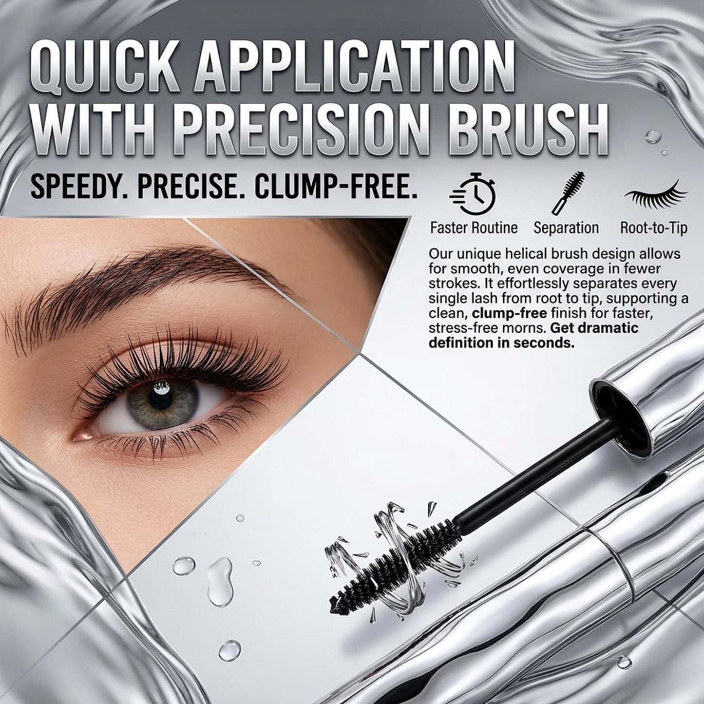 Dulhan Tocosh Waterproof Fiber Mascara, Smudge-Proof & Flake-Resistant Formula, Curling & Lengthening Wand, Volume Without Clumps for Natural Dramatic Lashes (1)