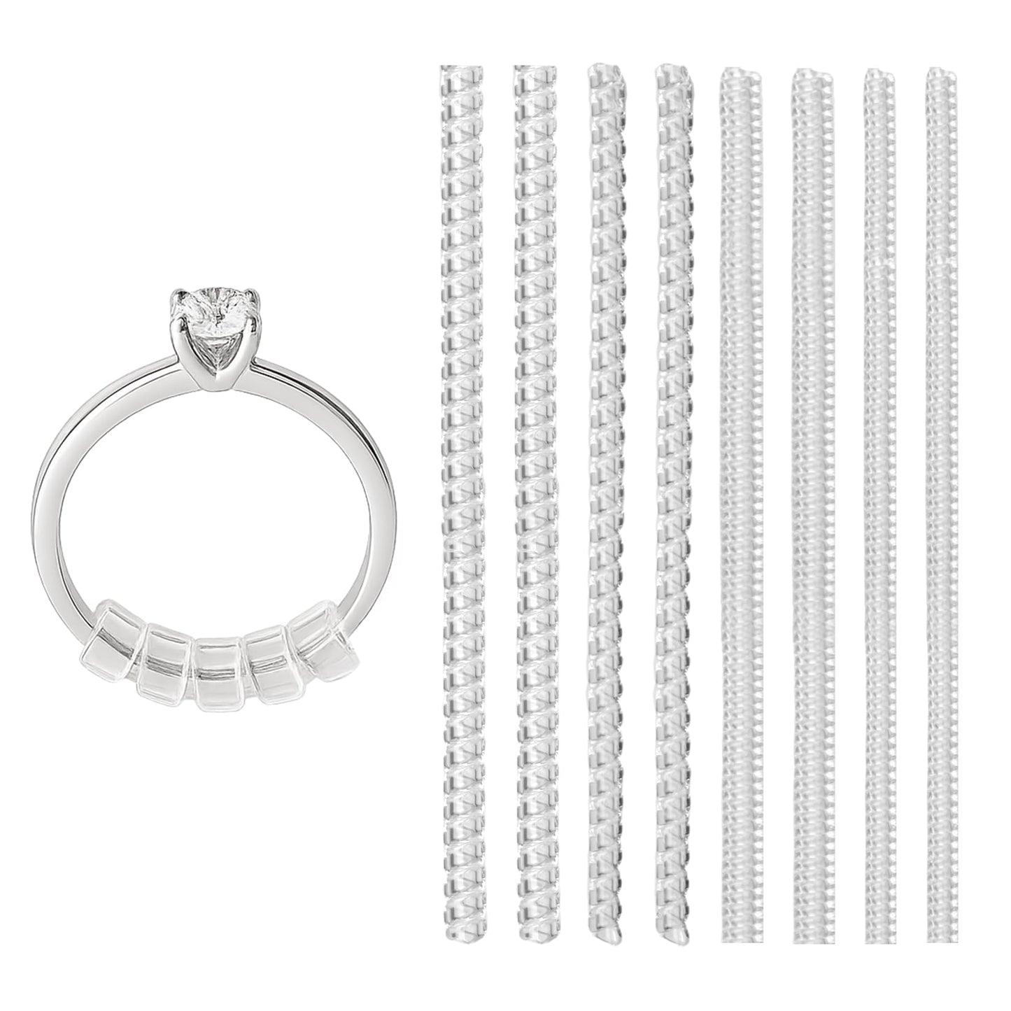 12 PcsRing Size Adjuster for Loose Rings, Invisible Ring Sizer Adjuster for Loose Rings, 4 Sizes Ring Resizer Guards Inserts Tightener Spacer Fitters for Too Big Ringsfor Women Men, Without Resizing