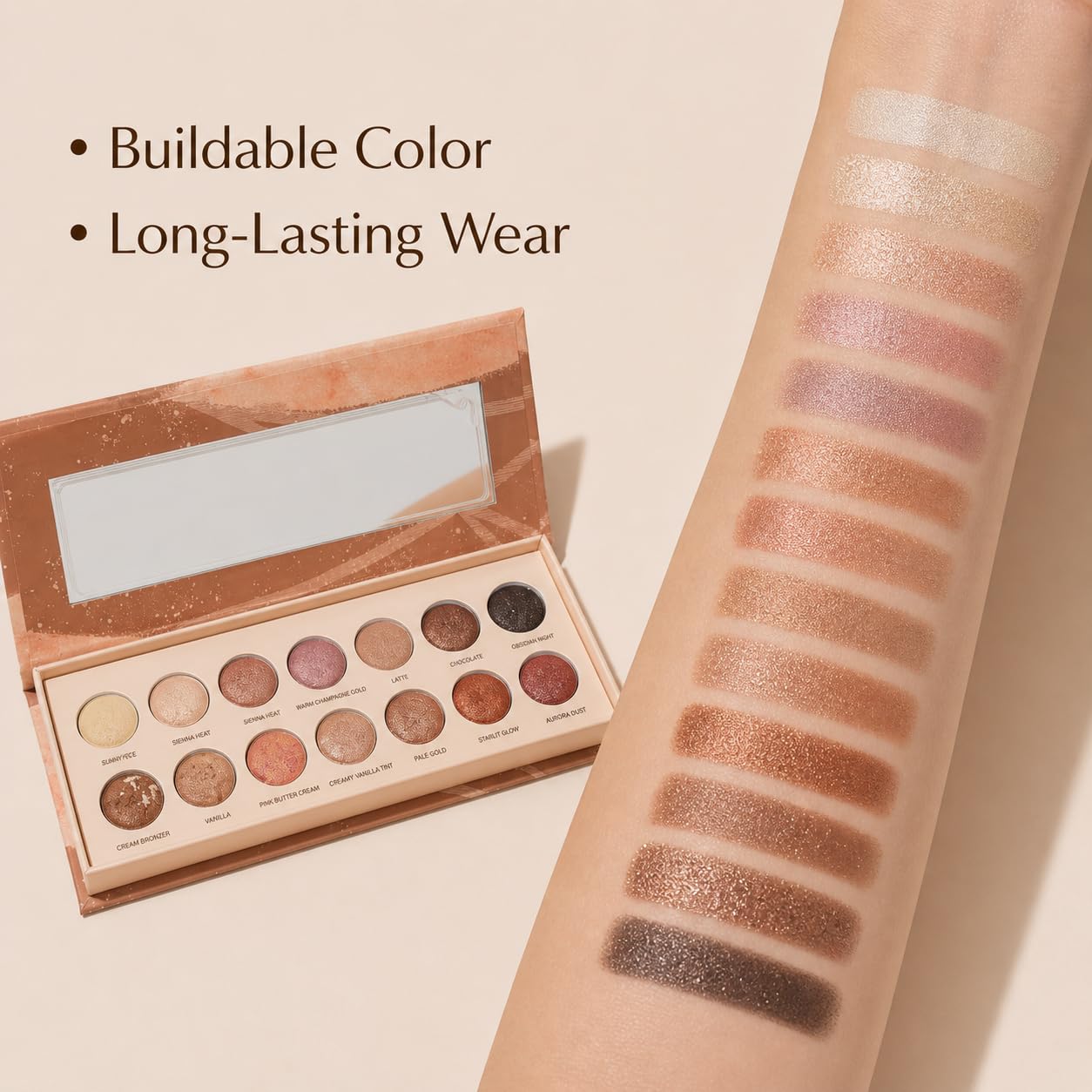 Neutral Eyeshadow Palette - High Pigment Blendable Matte & Shimmer Shades | Long-Lasting Eye Makeup for Everyday Use
