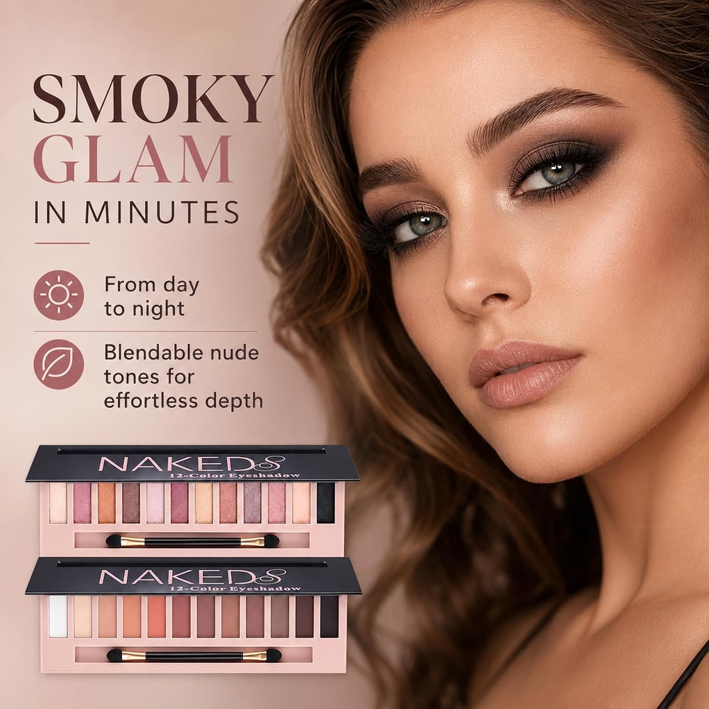 Naked Eyeshadow Palette Kit - 12 Colors Matte & Shimmer | Waterproof Smokey Glitter Eyeshadow for Women