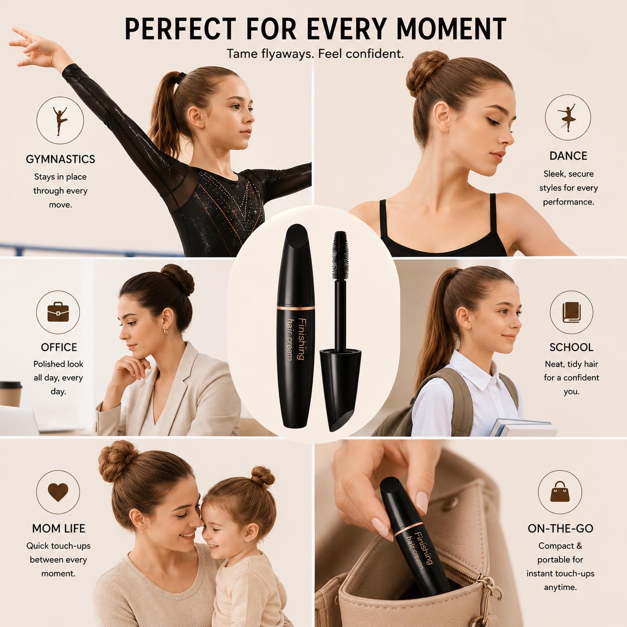 BestLand 2 Pcs Hair Finishing Stick, Hair Mascara Flyaway Hair Tamer Stick, Refreshing Not Greasy Feel Shaping Gel, Wax Fixer for Bangs, Edges, Frizz and Baby Hairs Control, Slick Back Hair Product