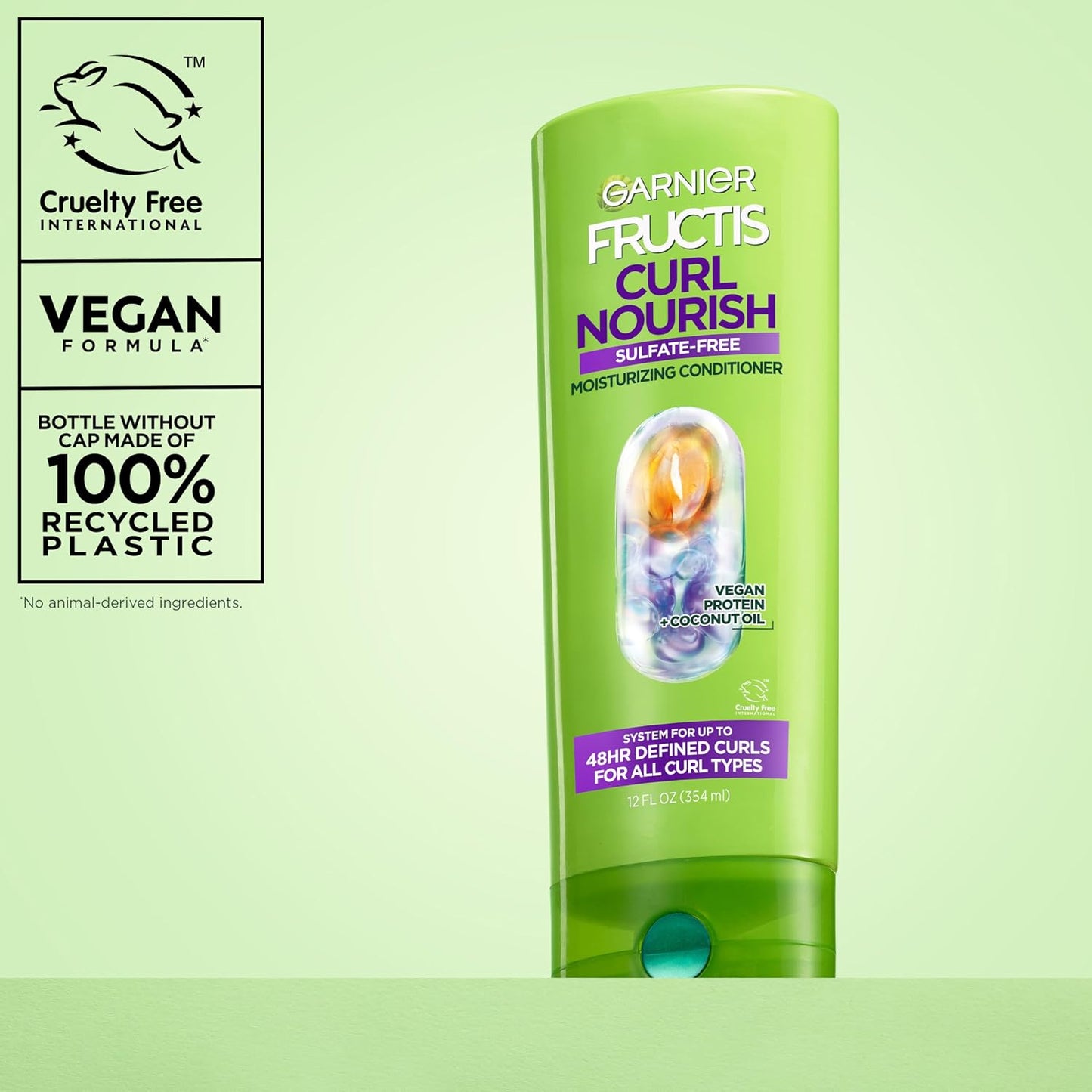 Garnier Fructis Curl Nourish Conditioner - Curly Hair Care with Coconut Oil & Plant Protein | 21 Fl Oz
