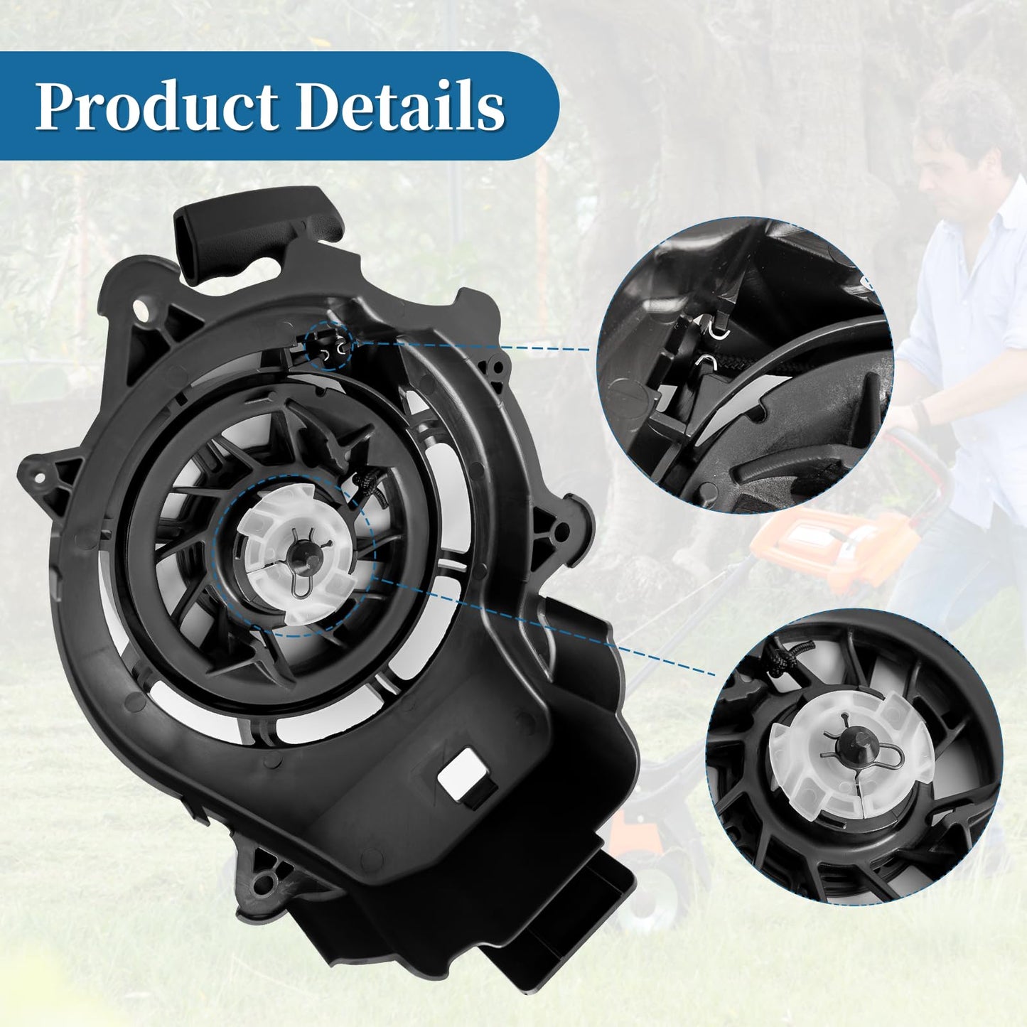 Bularie 594062 Recoil Starter Pull Start for B Riggs & S tratton 093J02 103M02 103M05 103M0B 104M02, S tens 150-002 Lawn Mower - Rewind Starter Pull Start Compatible with Craftsman HU Cad Toro Mower