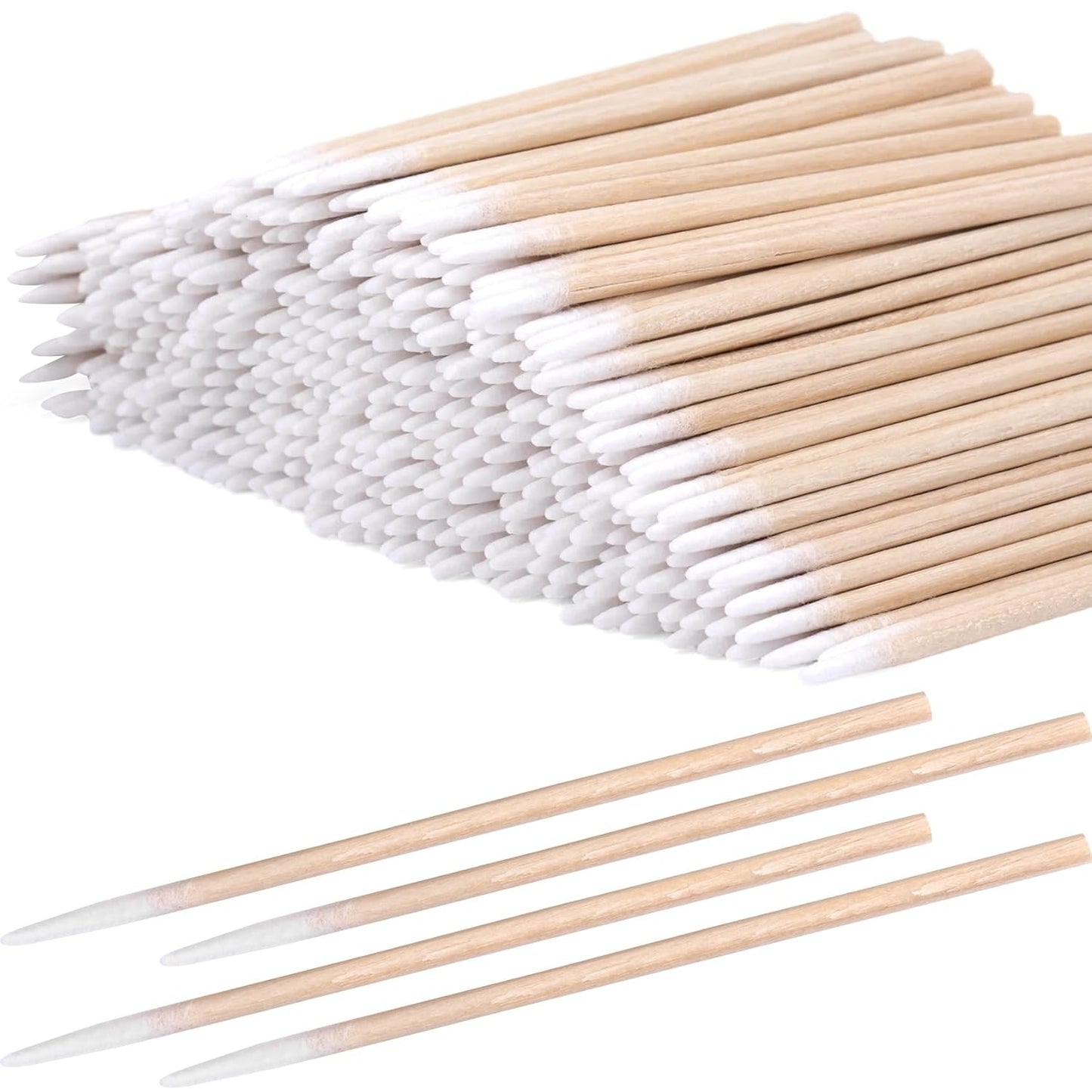 Pointed Cotton Swabs - 300 Pcs Precision Tip Makeup Correction | 2.75 Inch Wooden Sticks