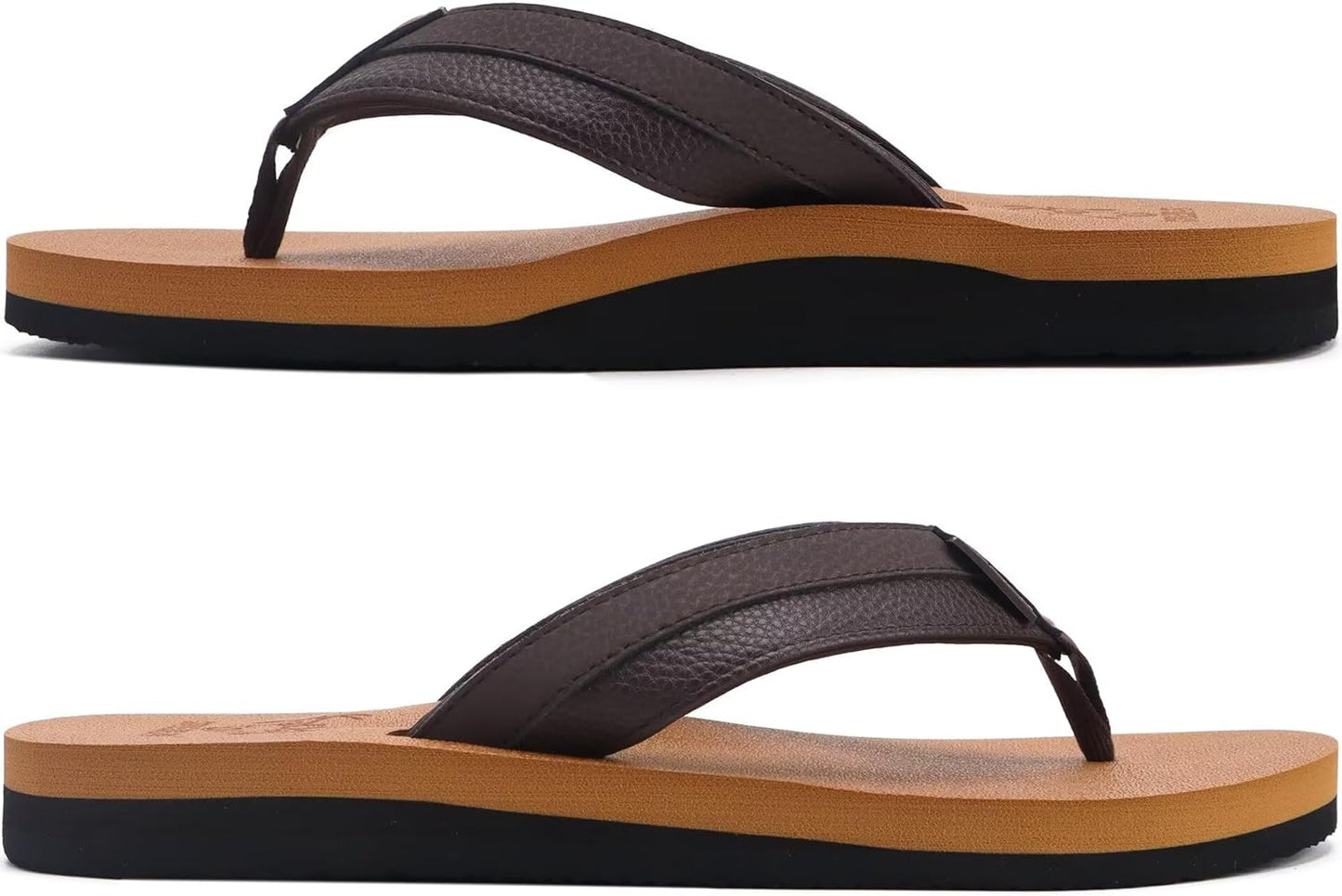 Men's Yoga Mat Leather Flip Flops - Comfortable Arch Support Thong Sandals | Indoor & Outdoor Use