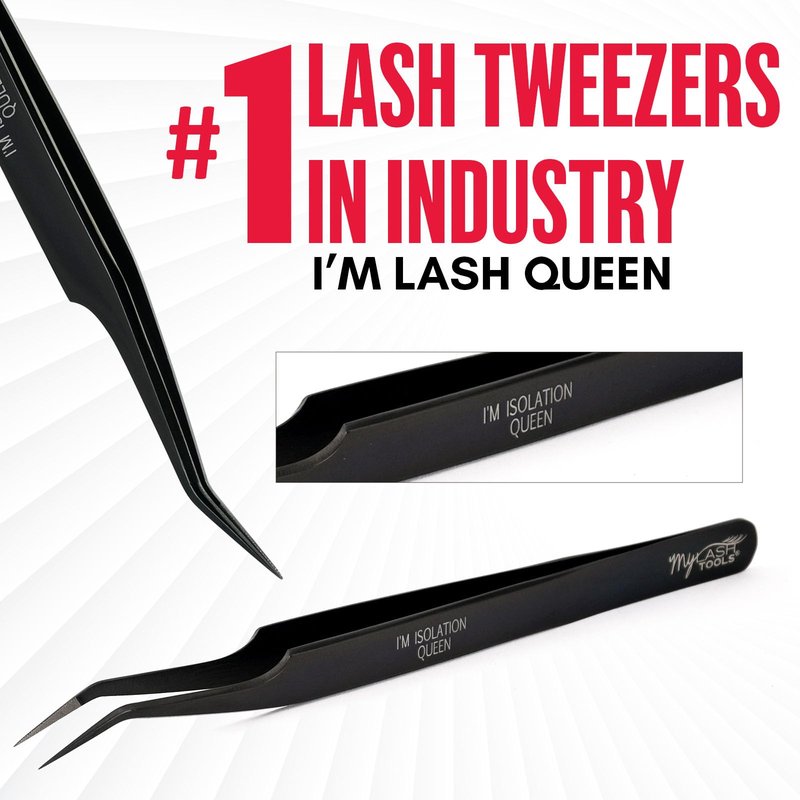 My Lash Tools Isolation Tweezer Black Fiber Tip Lash Tweezer 12cm – Precision Stainless Steel Eyelash Extension Tool, Anti-Slip, Fine Tip for Lash Separation & Placement, Lash Artist Supplies