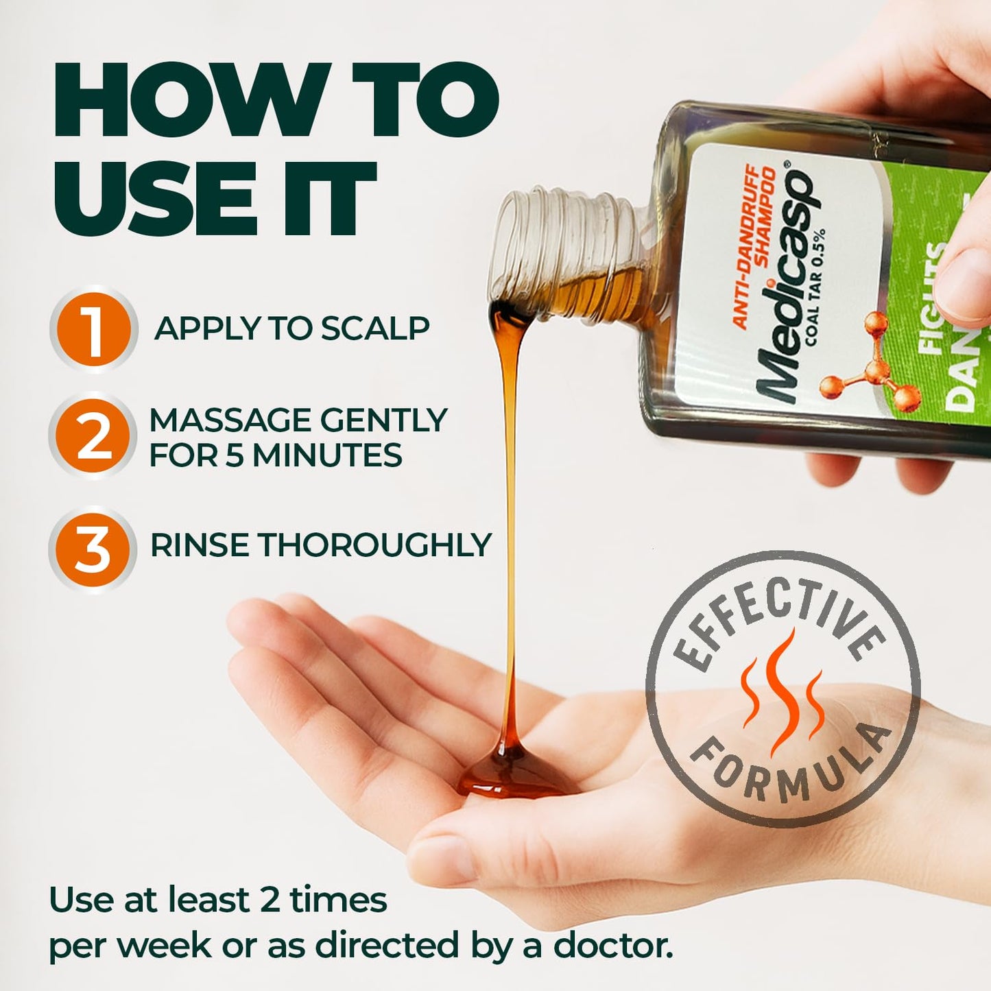 Medicasp Coal Tar Anti-Dandruff Shampoo - Relieves Itchy Scalp & Psoriasis | 6 Fl Oz