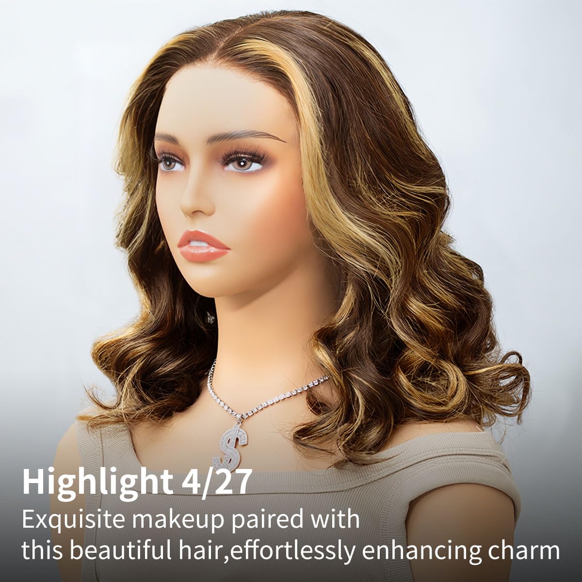 Tinashe 14Inch Wear and Go Glueless Bob Wig Human Hair Highlight Bob Wig Human Hair Honey Blonde 5x6 Body Wave Wigs for Beginners Glueless Short Bob Wig(14inch,P4/27 Loose Body Bob Wig)
