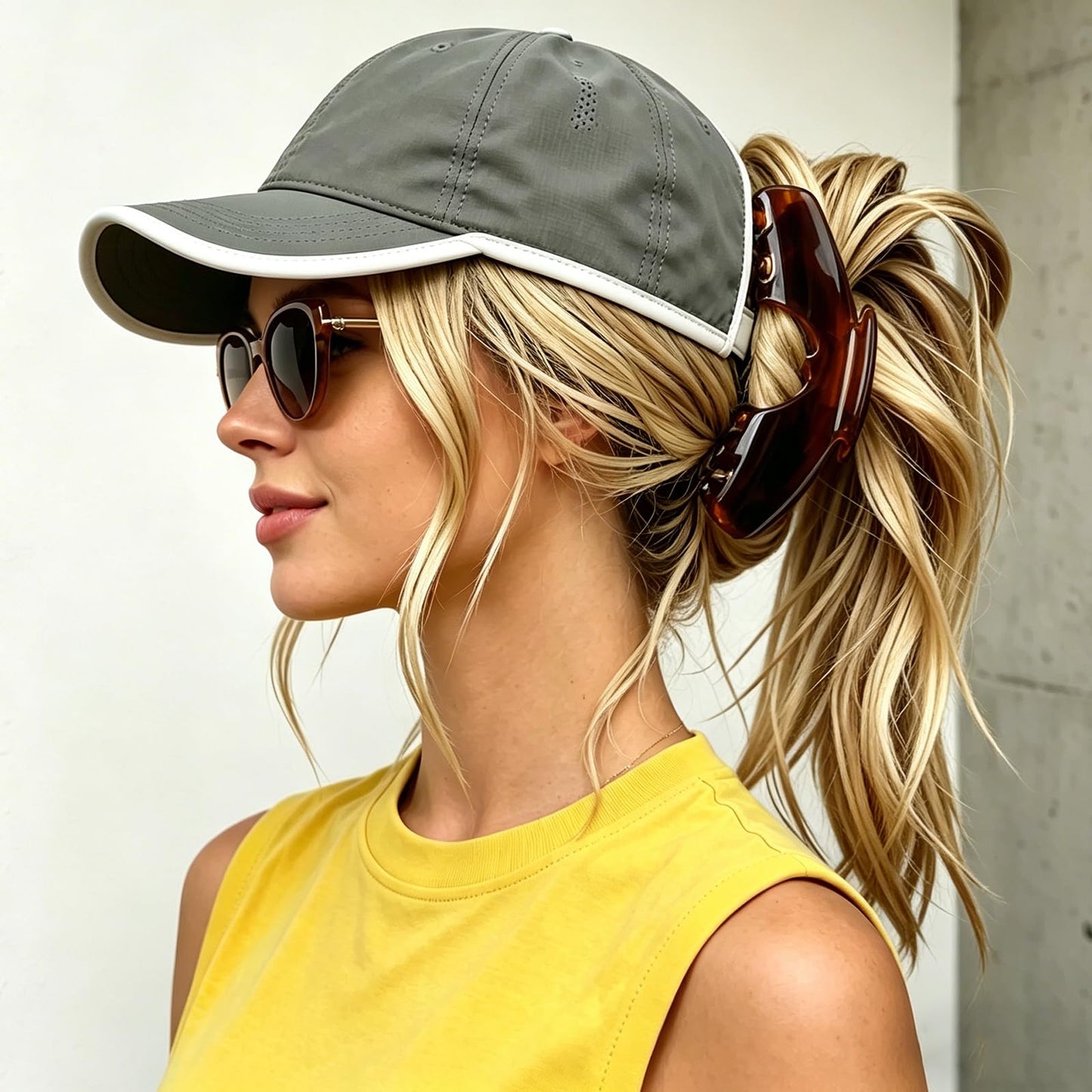 3 Pcs Large Trucker Hair Claw Clip for Hat, Baseball Claw Clips for Women, Acetate Tortoise Shell Non-Slip Strong Hold Hat Hair Clips, Claw Clips for Thick Hair Hat Hairstyles, Gifts Hair Accessories