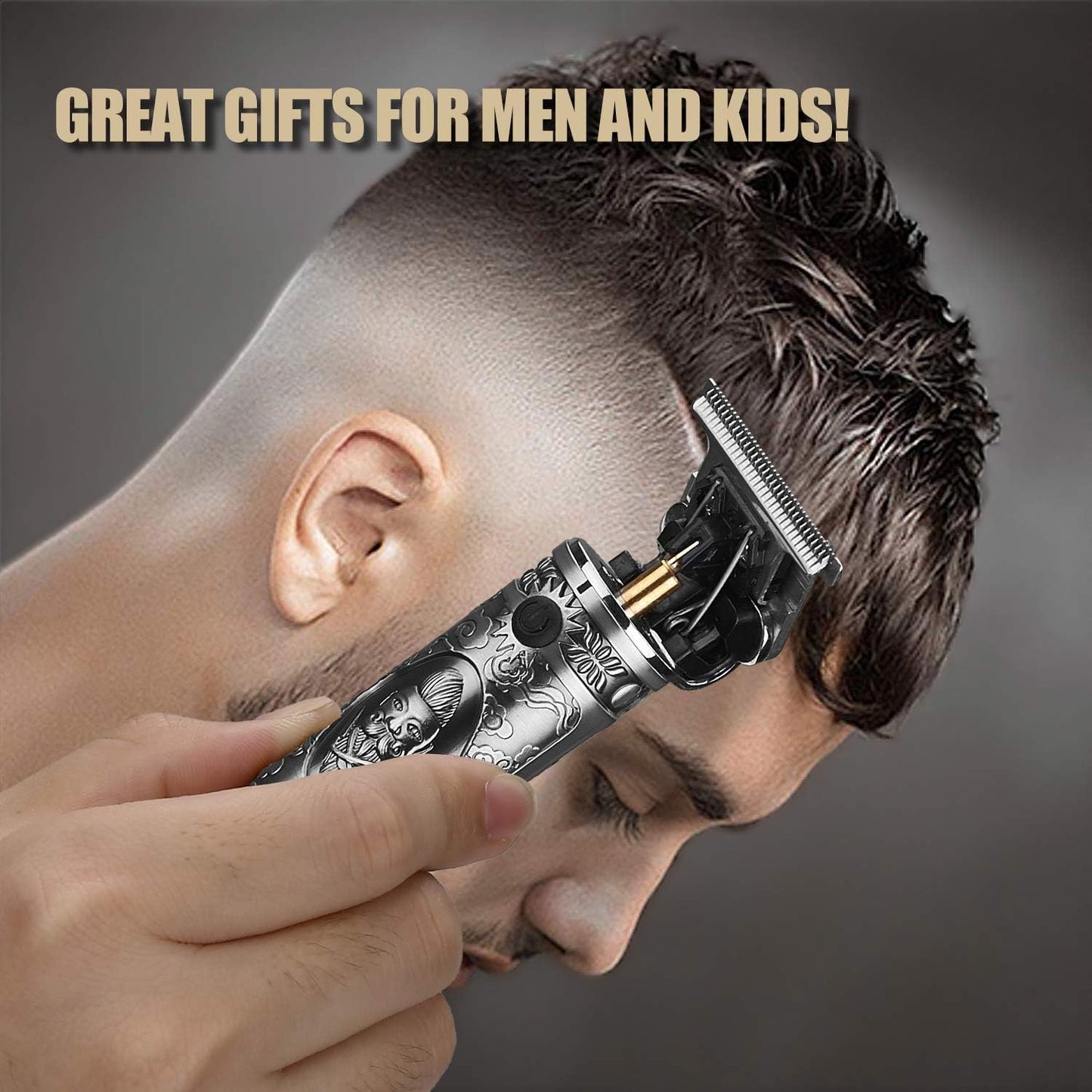 Professional Zero Gapped Hair Clippers - Waterproof Cordless T-Blade Trimmer for Men | Gray Knight