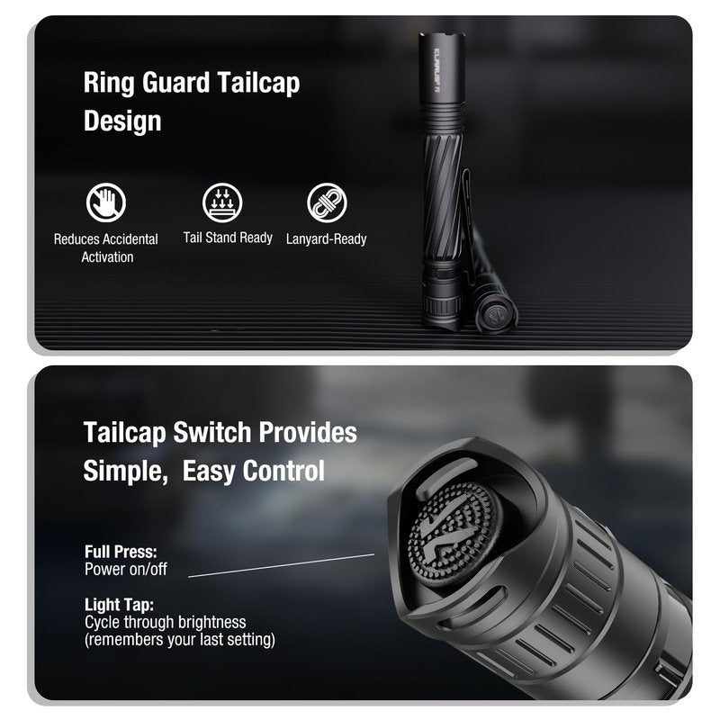 klarus P2 Tactical Pen Light, 1000 Lumens 886ft Throw, USB-C Rechargeable or 2AA Compatible, IPX8 Waterproof Small EDC Pocket Flashlight for Office Home Security