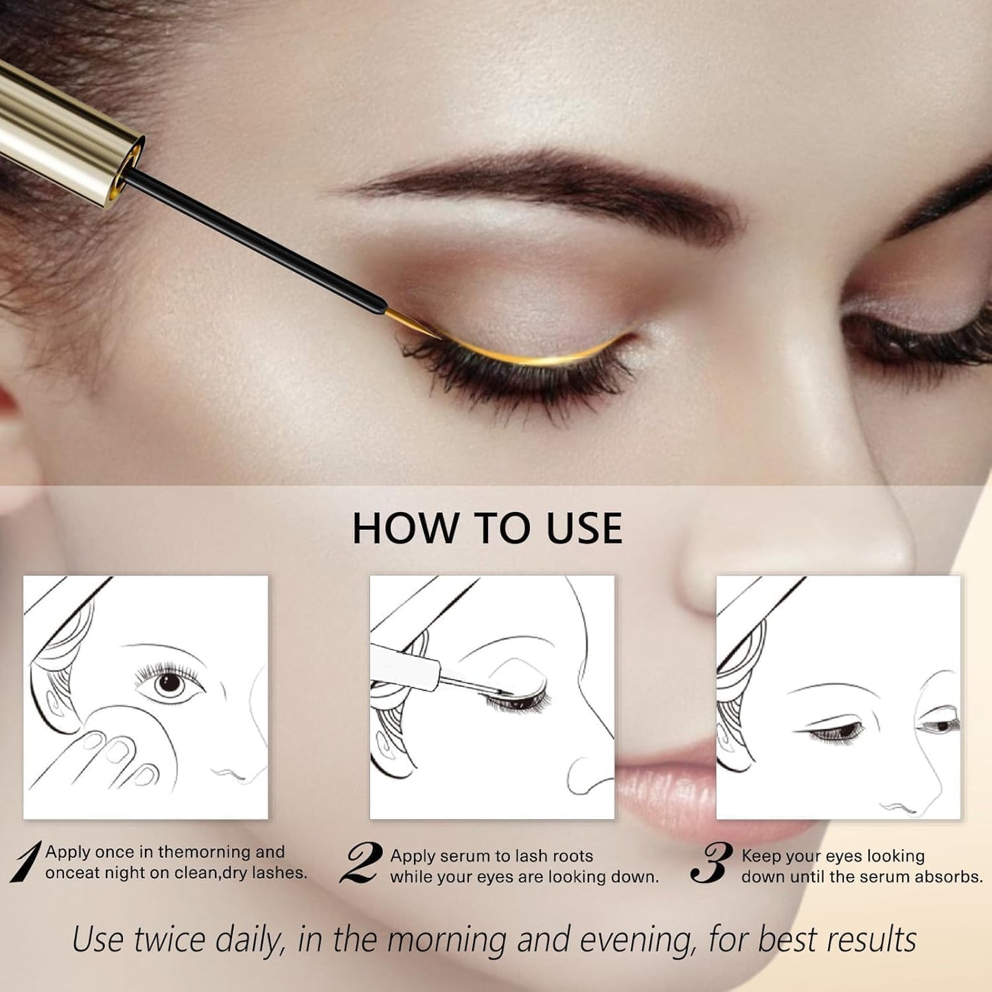 Eyelash Growth Serum - 15 Plant Extracts for Longer, Denser Lashes | Hypoallergenic & Oil-Free Formula