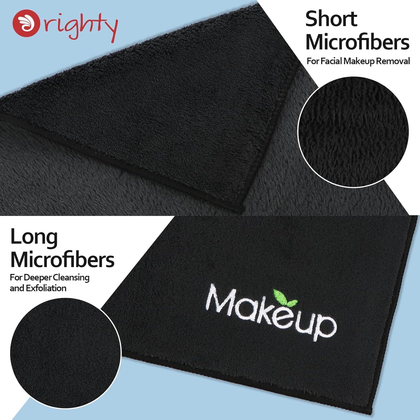 Premium Makeup Remover Wash Cloths - Super Soft Microfiber Coral Fleece Face Towels | 13x13 Inch, Black - 6 Pack